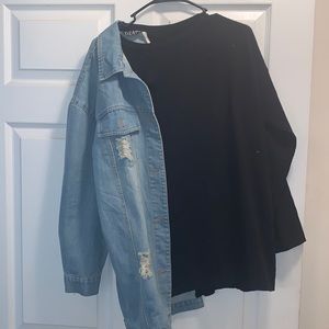 Deat half denim half sweater